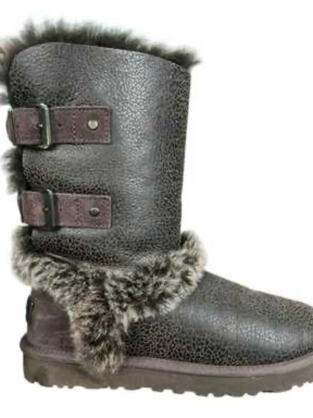RARE 👈🏼 UGG Skylah Mid-Calf Bomber Leather Shearling Boots Brown Size 6 Pristine